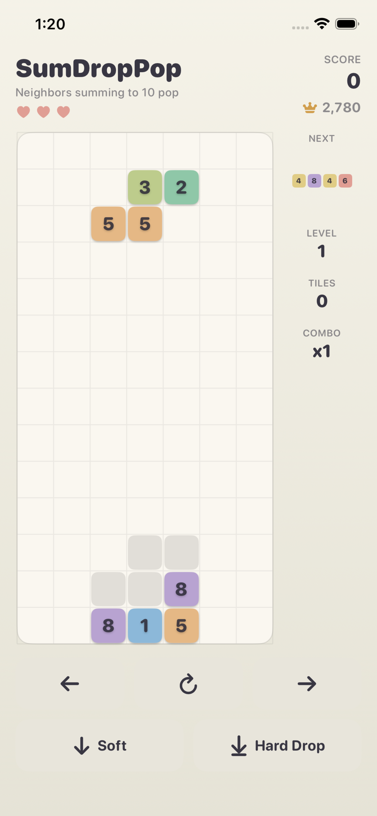 SumDropPop gameplay on iPhone