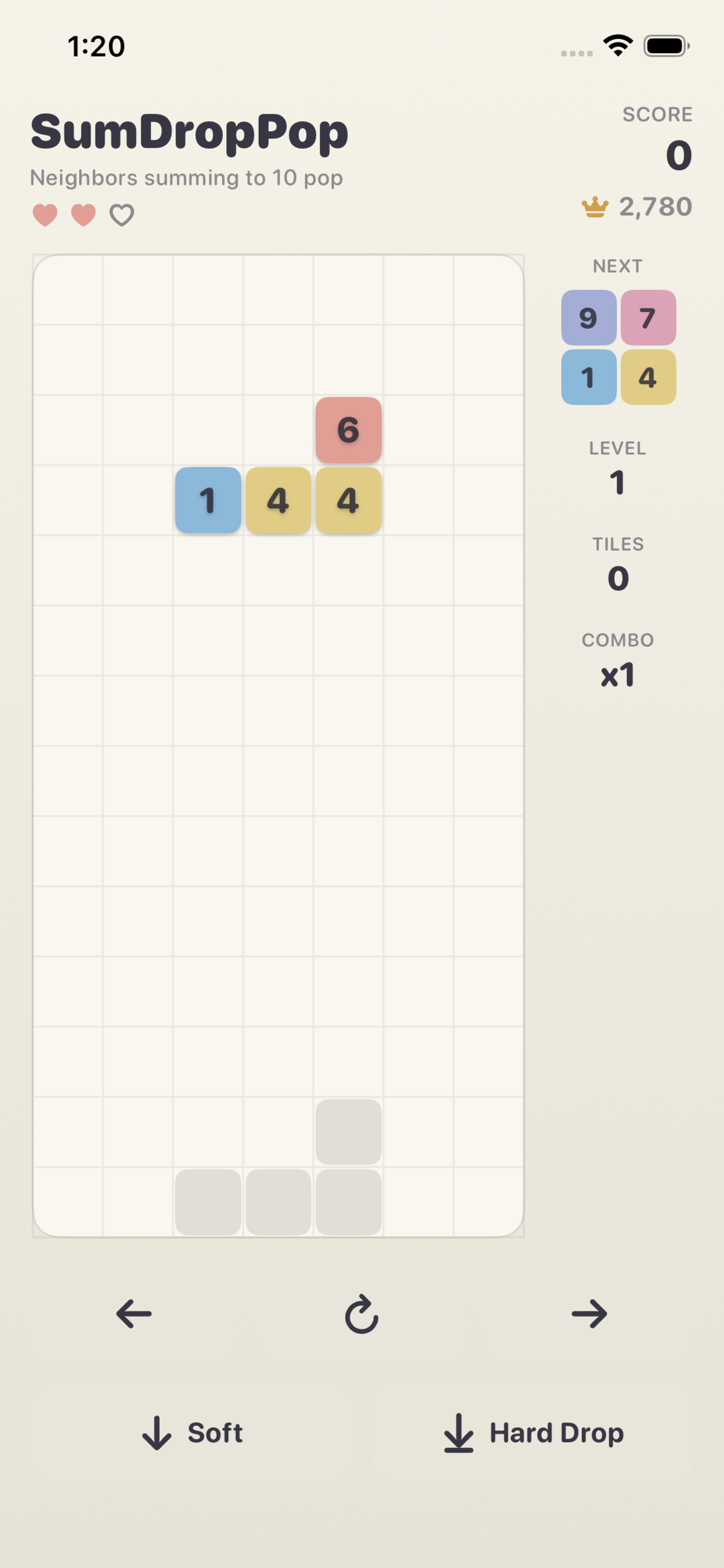 Game over screen with score and watch ad option