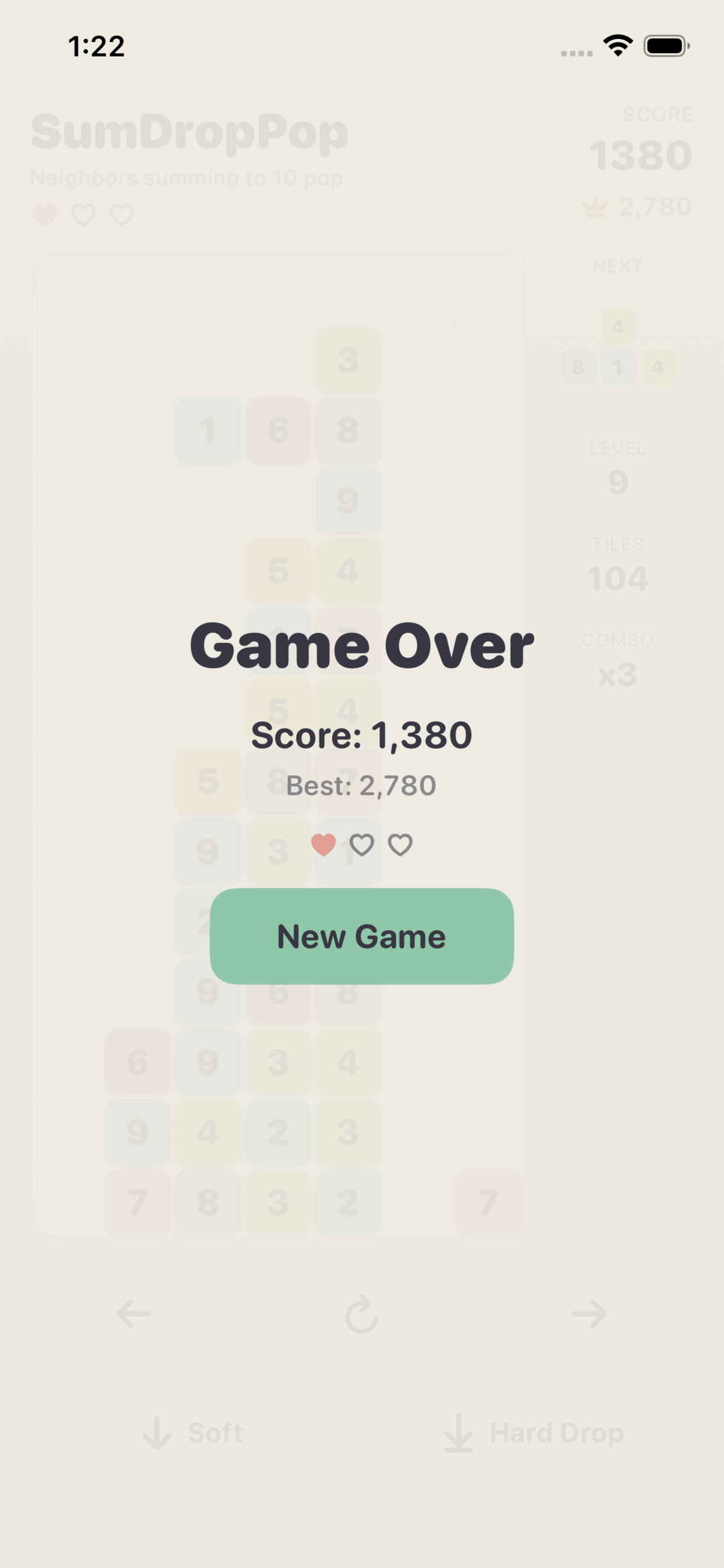 Combo clear with particle effects on the board